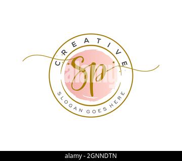 SP Feminine logo beauty monogram and elegant logo design, handwriting logo of initial signature, wedding, fashion, floral and botanical with creative Stock Vector