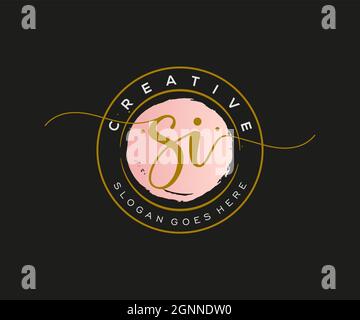 SI Feminine logo beauty monogram and elegant logo design, handwriting logo of initial signature, wedding, fashion, floral and botanical with creative Stock Vector