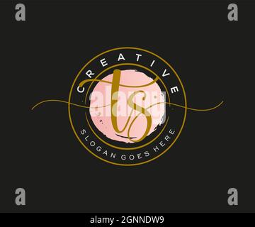 TS Feminine logo beauty monogram and elegant logo design, handwriting logo of initial signature, wedding, fashion, floral and botanical with creative Stock Vector
