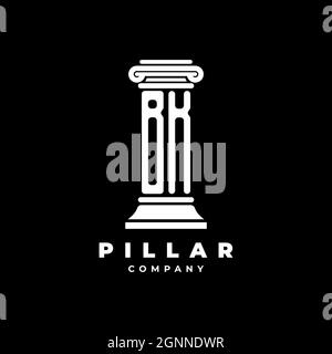 BK Monogram Logo Letter Pillars shape lawyer style vector, law firm company isolated in black background Stock Vector