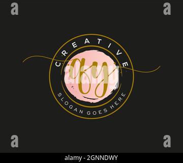 QY Feminine logo beauty monogram and elegant logo design, handwriting logo of initial signature, wedding, fashion, floral and botanical with creative Stock Vector