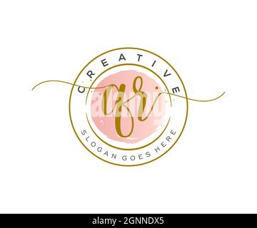 QR Feminine logo beauty monogram and elegant logo design, handwriting logo of initial signature, wedding, fashion, floral and botanical with creative Stock Vector