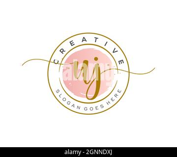 UJ Feminine logo beauty monogram and elegant logo design, handwriting logo of initial signature, wedding, fashion, floral and botanical with creative Stock Vector