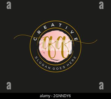 QQ Feminine logo beauty monogram and elegant logo design, handwriting logo of initial signature, wedding, fashion, floral and botanical with creative Stock Vector