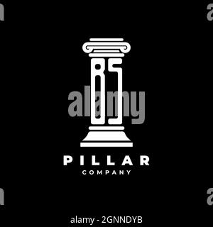 BS Monogram Logo Letter Pillars shape lawyer style vector, law firm company isolated in black background Stock Vector