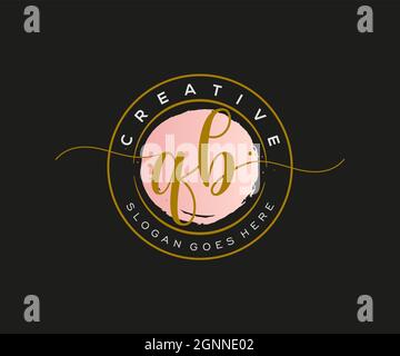 QB Feminine logo beauty monogram and elegant logo design, handwriting logo of initial signature, wedding, fashion, floral and botanical with creative Stock Vector