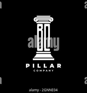BQ Monogram Logo Letter Pillars shape lawyer style vector, law firm company isolated in black background Stock Vector