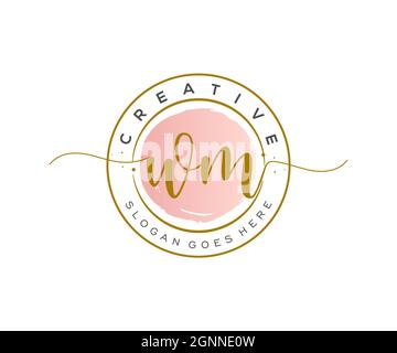 WM Feminine logo beauty monogram and elegant logo design, handwriting logo of initial signature, wedding, fashion, floral and botanical with creative Stock Vector
