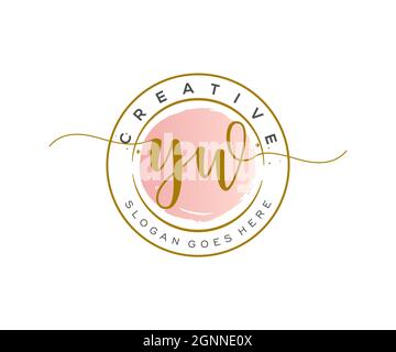 YW Feminine logo beauty monogram and elegant logo design, handwriting logo of initial signature, wedding, fashion, floral and botanical with creative Stock Vector