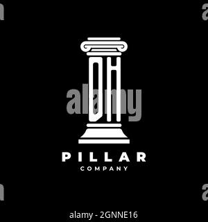 DH Monogram Logo Letter Pillars shape lawyer style vector, law firm company isolated in black background Stock Vector