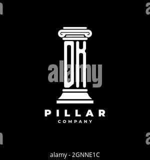 DK Monogram Logo Letter Pillars shape lawyer style vector, law firm company isolated in black background Stock Vector