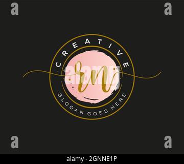 RN Feminine logo beauty monogram and elegant logo design, handwriting logo of initial signature, wedding, fashion, floral and botanical with creative Stock Vector