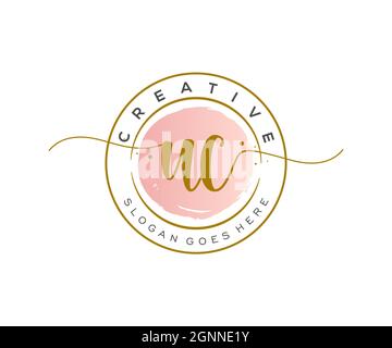 UC Feminine logo beauty monogram and elegant logo design, handwriting logo of initial signature, wedding, fashion, floral and botanical with creative Stock Vector