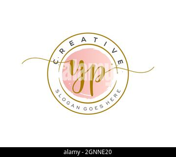 YP Feminine logo beauty monogram and elegant logo design, handwriting logo of initial signature, wedding, fashion, floral and botanical with creative Stock Vector