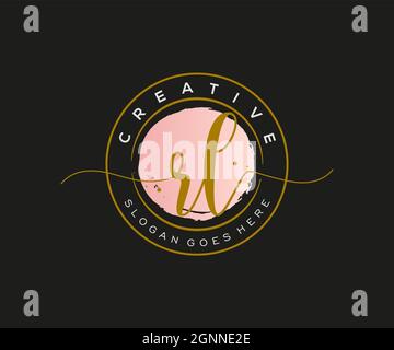 RL Feminine logo beauty monogram and elegant logo design, handwriting logo of initial signature, wedding, fashion, floral and botanical with creative Stock Vector