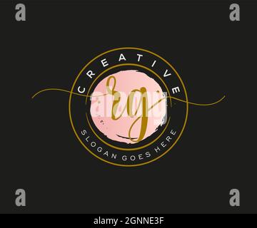 RG Feminine logo beauty monogram and elegant logo design, handwriting logo of initial signature, wedding, fashion, floral and botanical with creative Stock Vector