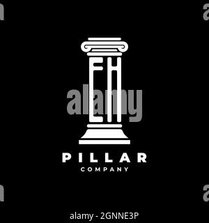 EH Monogram Logo Letter Pillars shape lawyer style vector, law firm company isolated in black background Stock Vector