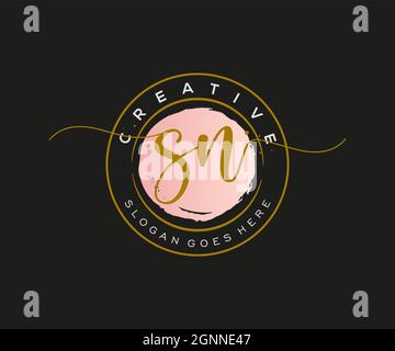 SN Feminine logo beauty monogram and elegant logo design, handwriting logo of initial signature, wedding, fashion, floral and botanical with creative Stock Vector