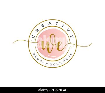 WE Feminine logo beauty monogram and elegant logo design, handwriting logo of initial signature, wedding, fashion, floral and botanical with creative Stock Vector