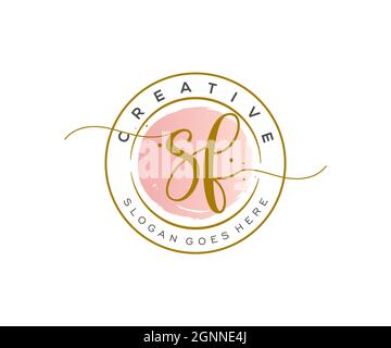 SF Feminine logo beauty monogram and elegant logo design, handwriting logo of initial signature, wedding, fashion, floral and botanical with creative Stock Vector