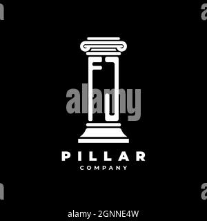 FJ Monogram Logo Letter Pillars shape lawyer style vector, law firm company isolated in black background Stock Vector