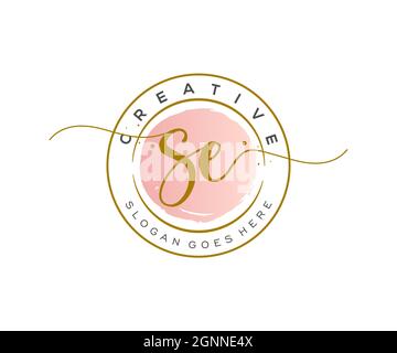 SE Feminine logo beauty monogram and elegant logo design, handwriting logo of initial signature, wedding, fashion, floral and botanical with creative Stock Vector