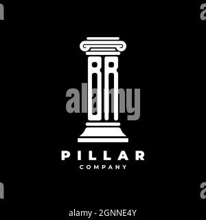 BR Monogram Logo Letter Pillars shape lawyer style vector, law firm company isolated in black background Stock Vector
