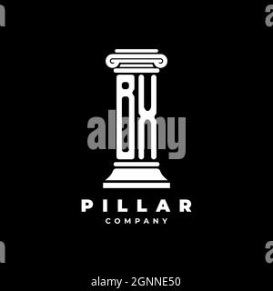 BX Monogram Logo Letter Pillars shape lawyer style vector, law firm company isolated in black background Stock Vector