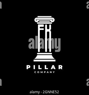 FK Monogram Logo Letter Pillars shape lawyer style vector, law firm company isolated in black background Stock Vector
