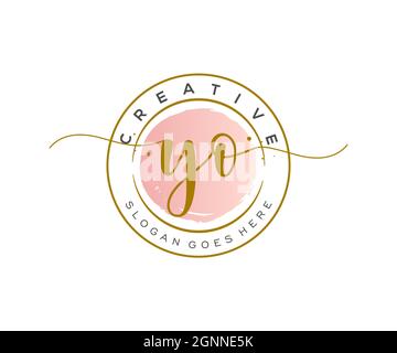 YO Feminine logo beauty monogram and elegant logo design, handwriting logo of initial signature, wedding, fashion, floral and botanical with creative Stock Vector