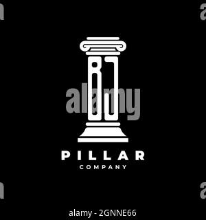 BJ Monogram Logo Letter Pillars shape lawyer style vector, law firm company isolated in black background Stock Vector