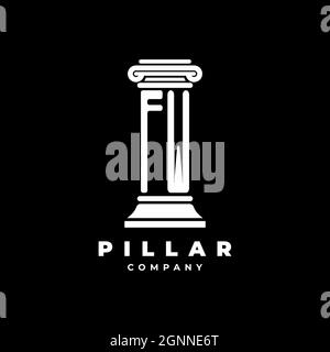 FW Monogram Logo Letter Pillars shape lawyer style vector, law firm company isolated in black background Stock Vector