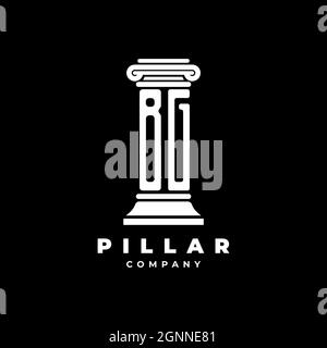 BG Monogram Logo Letter Pillars shape lawyer style vector, law firm company isolated in black background Stock Vector