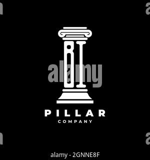 BI Monogram Logo Letter Pillars shape lawyer style vector, law firm company isolated in black background Stock Vector
