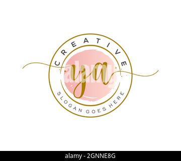 YA Feminine logo beauty monogram and elegant logo design, handwriting logo of initial signature, wedding, fashion, floral and botanical with creative Stock Vector