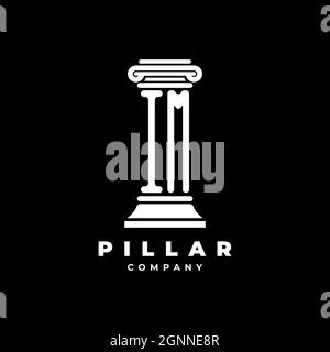 IM Monogram Logo Letter Pillars shape lawyer style vector, law firm company isolated in black background Stock Vector