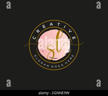 SL Feminine logo beauty monogram and elegant logo design, handwriting logo of initial signature, wedding, fashion, floral and botanical with creative Stock Vector