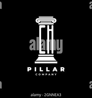 CH Monogram Logo Letter Pillars shape lawyer style vector, law firm company isolated in black background Stock Vector