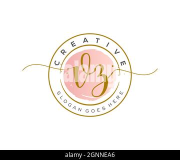 VZ Feminine logo beauty monogram and elegant logo design, handwriting logo of initial signature, wedding, fashion, floral and botanical with creative Stock Vector