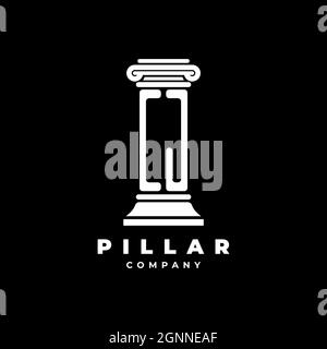 CJ Monogram Logo Letter Pillars shape lawyer style vector, law firm company isolated in black background Stock Vector