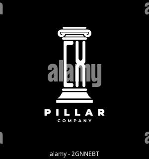CX Monogram Logo Letter Pillars shape lawyer style vector, law firm company isolated in black background Stock Vector