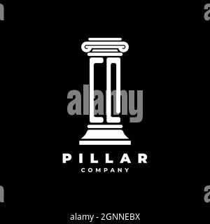 CQ Monogram Logo Letter Pillars shape lawyer style vector, law firm company isolated in black background Stock Vector