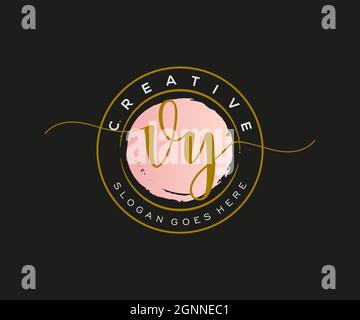 VY Feminine logo beauty monogram and elegant logo design, handwriting logo of initial signature, wedding, fashion, floral and botanical with creative Stock Vector