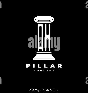 AX Monogram Logo Letter Pillars shape lawyer style vector, law firm company isolated in black background Stock Vector