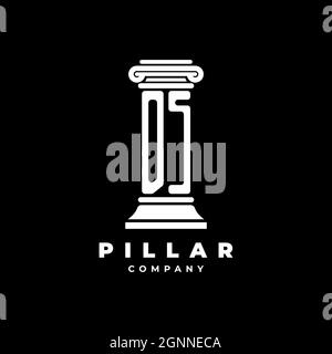 DS Monogram Logo Letter Pillars shape lawyer style vector, law firm company isolated in black background Stock Vector