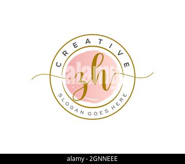 ZH beauty monogram and elegant logo design handwriting logo of initial ...