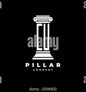 CU Monogram Logo Letter Pillars shape lawyer style vector, law firm company isolated in black background Stock Vector