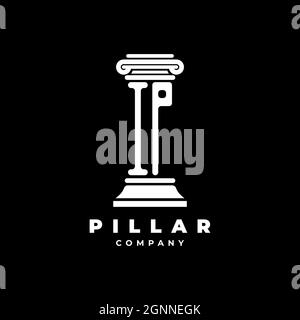 IP Monogram Logo Letter Pillars shape lawyer style vector, law firm company isolated in black background Stock Vector