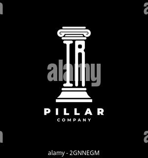IR Monogram Logo Letter Pillars shape lawyer style vector, law firm company isolated in black background Stock Vector