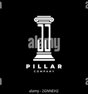 JJ Monogram Logo Letter Pillars shape lawyer style vector, law firm company isolated in black background Stock Vector